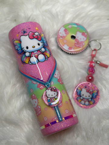 Rainbow Butterfly Tumbler & Keychain Set