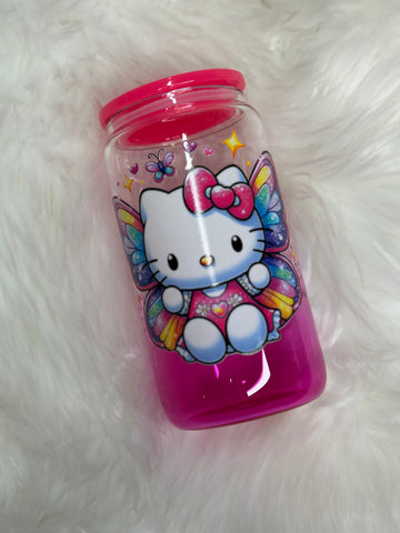 Kitty Butterfly Glass Can