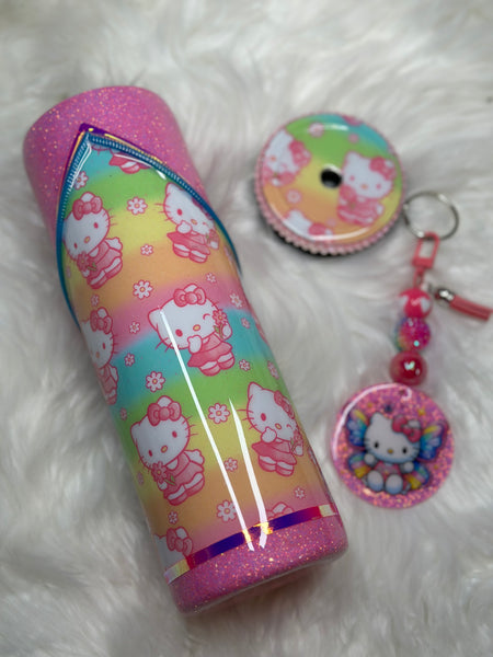 Rainbow Butterfly Tumbler & Keychain Set